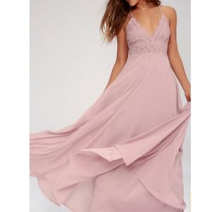 Lulu's Madelyn Blush Crochet Lace Maxi Dress